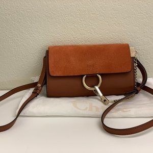Chloe Mini Faye Suede & Leather Wallet on a Chain